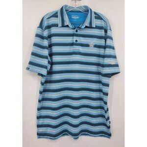 Straight Down Striped Golf Performance Polo Shirt Men's Large Blue White Black